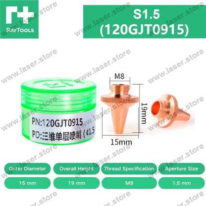 Raytools Original Single/Double Layer 3D Nozzle D15*M8 S1.5