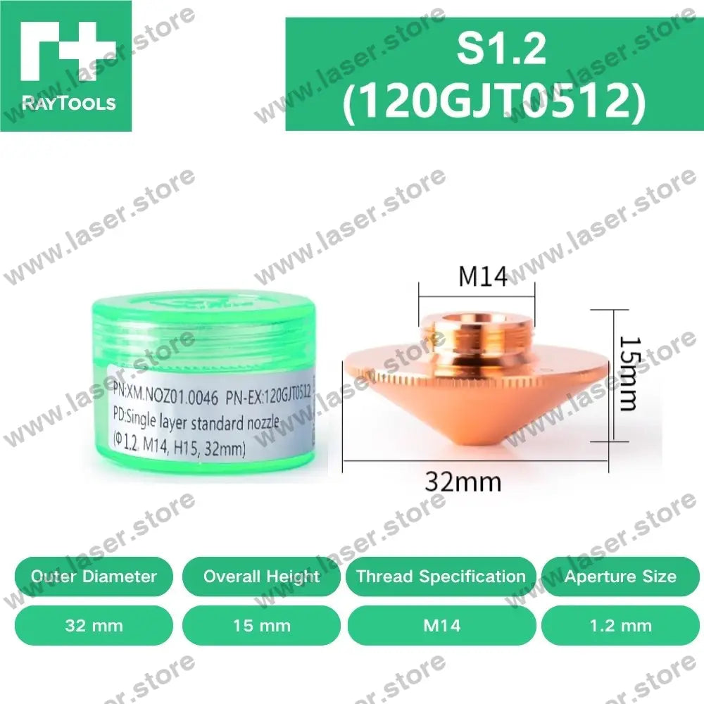 Raytools Original Standard Single/Double Layer Nozzle D32（Type A） S1.2（120GJT0512）