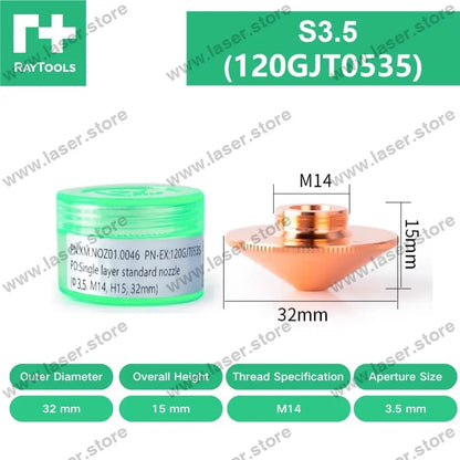 Raytools Original Standard Single/Double Layer Nozzle D32（Type A） S3.5（120GJT0535）