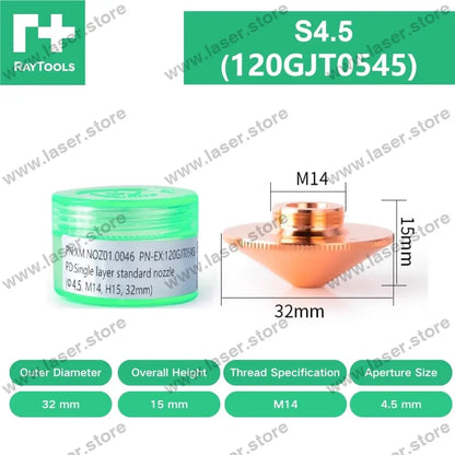 Raytools Original Standard Single/Double Layer Nozzle D32（Type A） S4.5（120GJT0545）